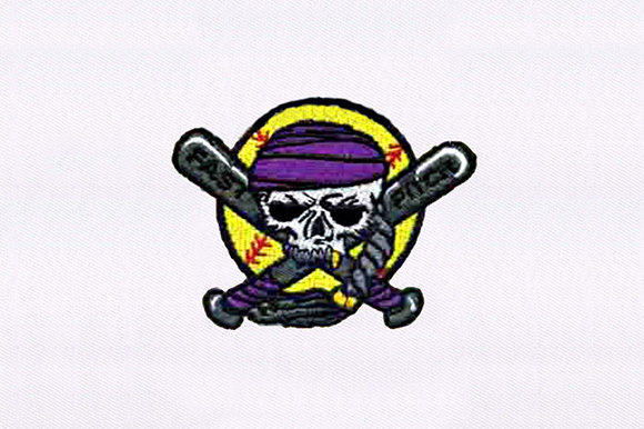 Baseball Pirate Skull: A Swashbuckling Embroidery Gem