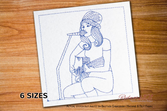 Beautiful Passionate Female Singer Embroidery