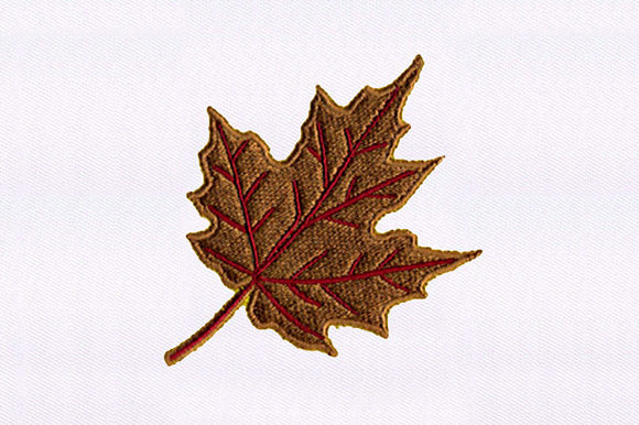 Brown Maple Leaf Design for Versatile Embroidery
