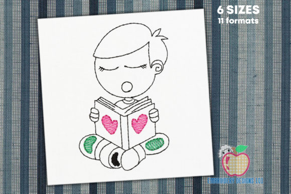 Charming Boy Reading Love Book Quick Stitch
