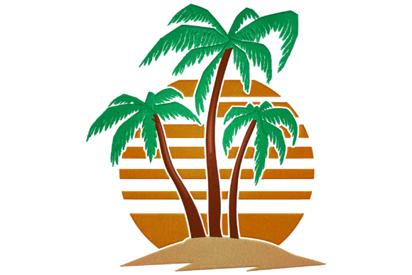 Chill Vibes: Sunset with Palm Tree Island