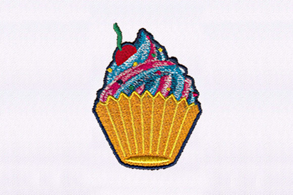 Colorful Cream Cupcake: A Sweet Embroidery Delight