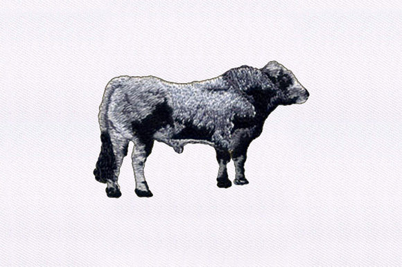 Gray and Black Cow: A Charming Embroidery Design