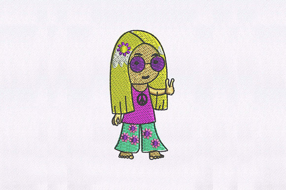 Hippie Young Girl Design: A Charming Embroidery Choice