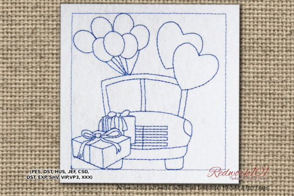 Just Married Love Car: A Charming Embroidery Design