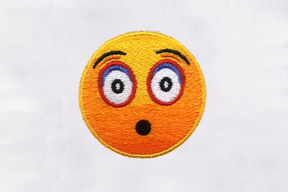 Shocked Emoji Face: A Bold Embroidery Design