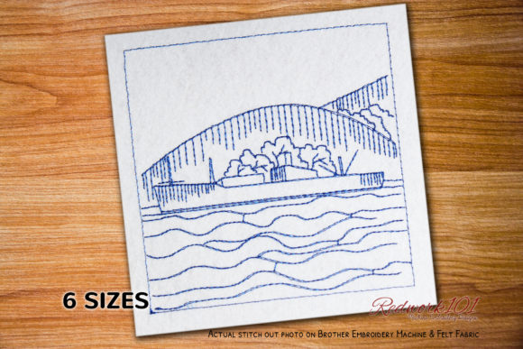 Victory Ship Redwork: A Charming Embroidery Design